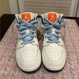 Air Jordan White, Green & Blue Sneakers Classic Design